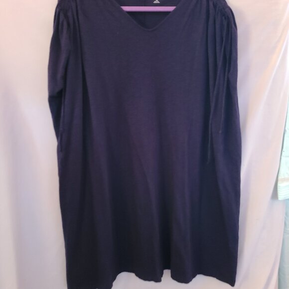 Saks Fifth Avenue Navy Blue Cotton Modal Cover Up Drawstring Shoulders SZ L - Picture 2 of 5